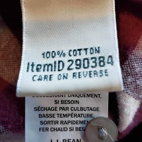 LL Bean Button Down Shirt LS Womens Size XL Plaid Check Pink Cotton - Picture 7 of 9